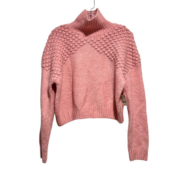 Free People Bradley Sweater Funnel Neck Chunky Knit Bubble Sleeve Pink XS NWT‎ - Picture 5 of 12